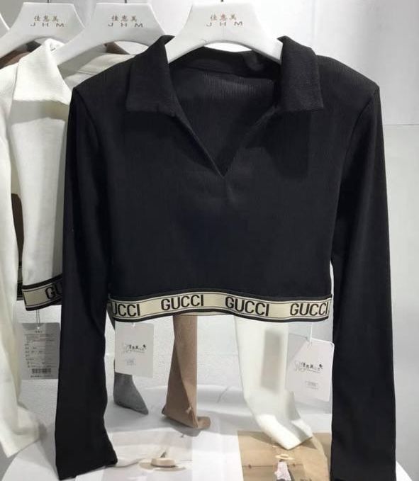 Кроп топ в рубчик на резинке поло кофта с длинным рукавом