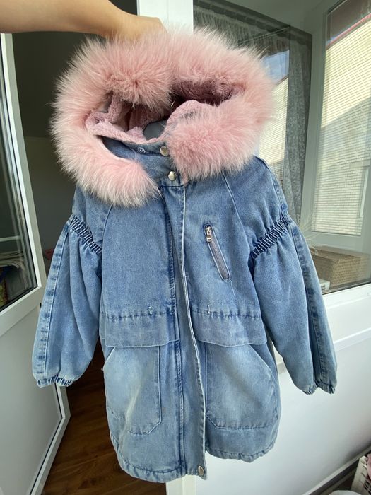 Парка джинсова на дівчинку 140 ріст