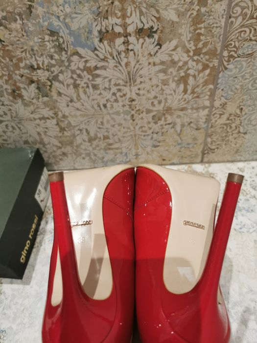 Czerwone skórzane szpilki Gino Rossi r. 38