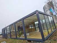 Kontener, pawilon handlowy,  salon biurowy sprzedaży, na ramie, 90 m2.