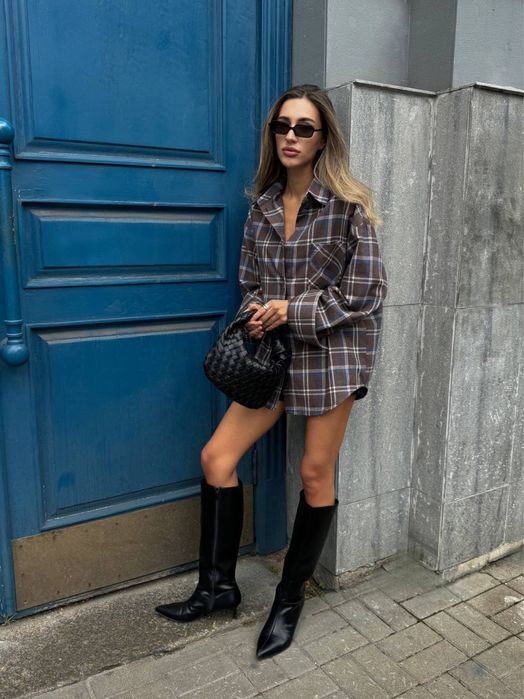 Сорочка в клітинку, оверсайз сорочка, сорочка з фланелі, фланелєва