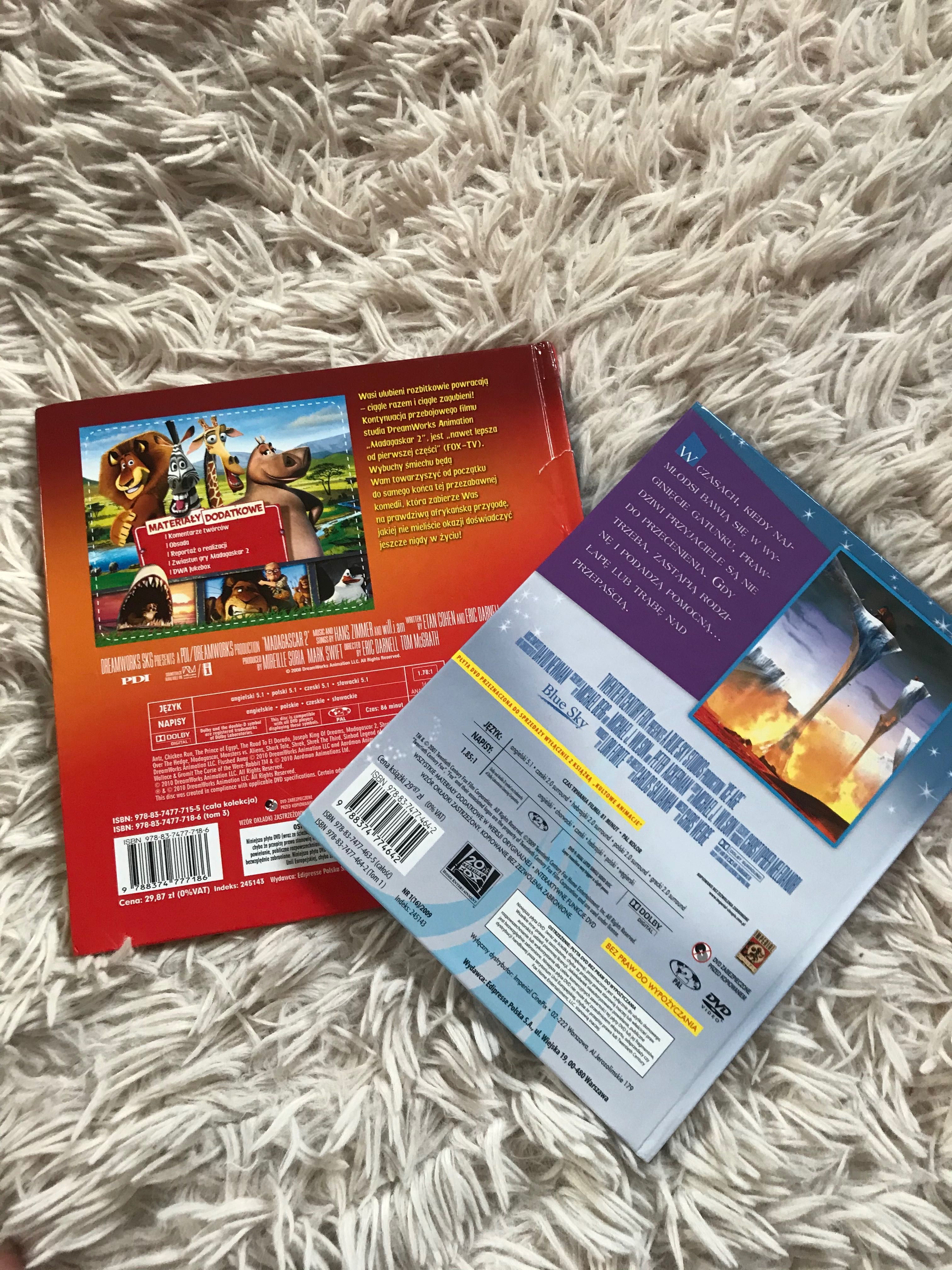 Epoka lodowcowa i Madagaskar 2 Filmy płyty DVD z książeczkami