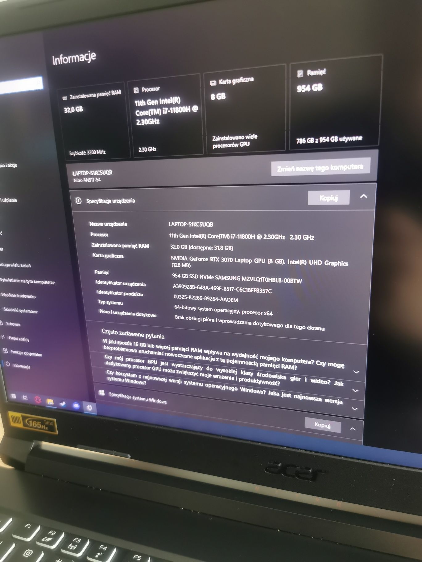 Acer nitro 5 i7 3070