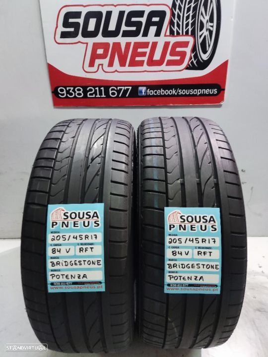 2 pneus semi novos 205-45r17 bridgestone rft - oferta dos portes