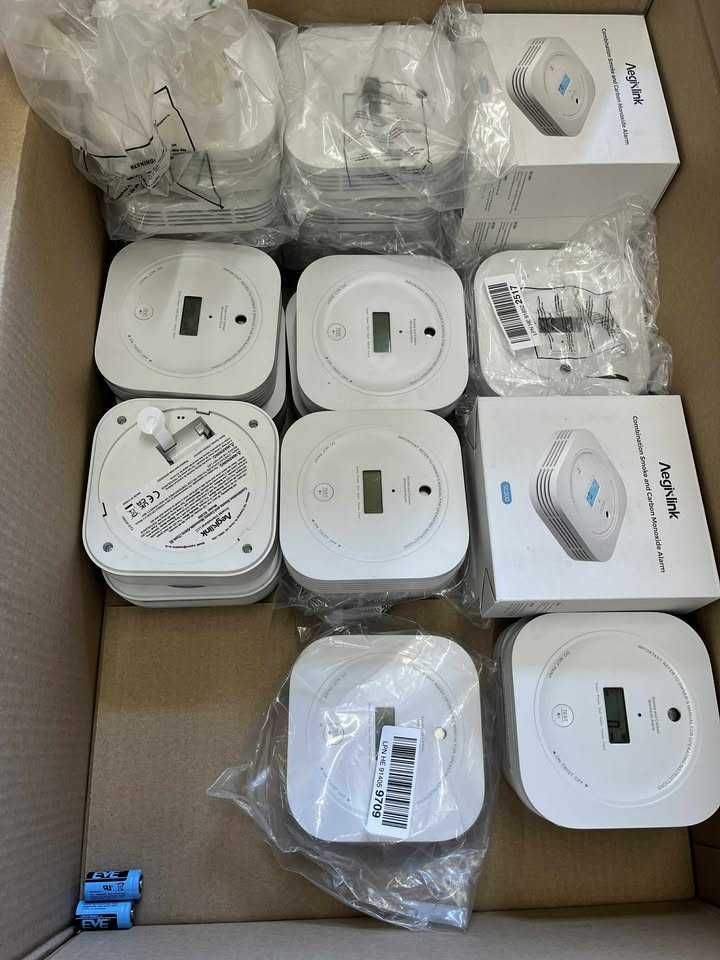 25szt czujnik dymu czadu AEGISLINK SC200 wyświetlacz LED głośność 85dB