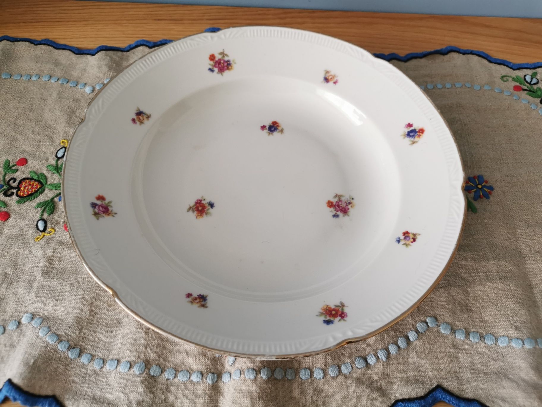 Talerz głęboki porcelana Chodzież PRL kwiatki fason Szczecin