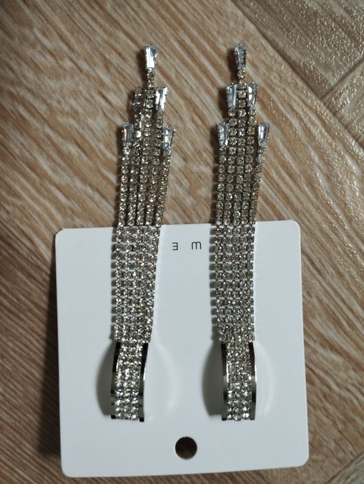 Свадебный  длинные серьги с бахромой