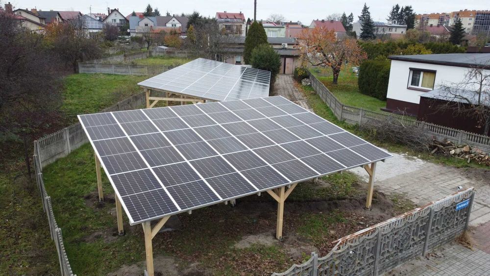 Drewniana Wiata Fotowoltaiczna 10 kW +  Magazyn Energii  + MONTAŻ