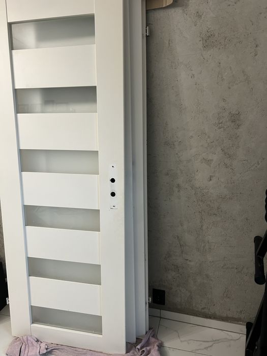 Drzwi białe szybki zestaw 3 pary