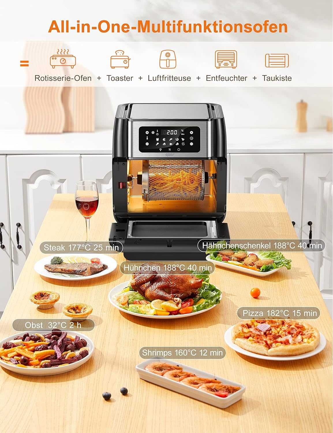 Innsky Air Fryer Frytkownica Beztłuszczowa Mini Piekarnik 10L 1500W