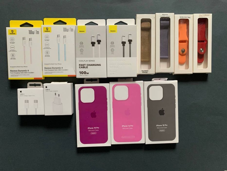 Lot usb-c cable 3, adapter 3, watch band 3, phone silicone case 3