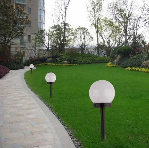 4x lampa solarna ogrodowa mocna biała KULA LED XXL zestaw nowe zapakow
