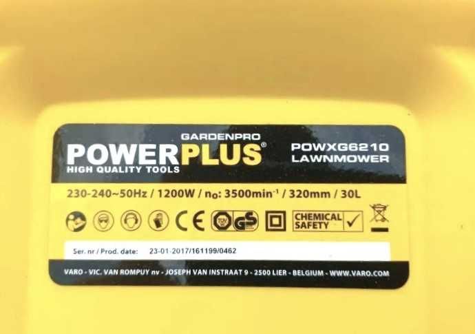 Новая бельгийская газонокосилка электро Powerplus 32см, 30л, 3 высоты