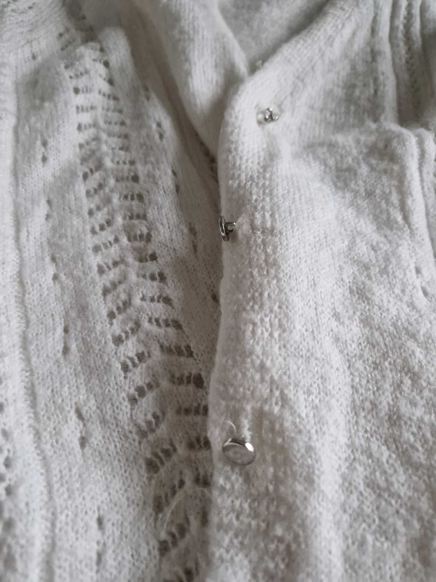 Pimkie sweterek ażurowy śmietankowy kremowy mleczny z wełną M L