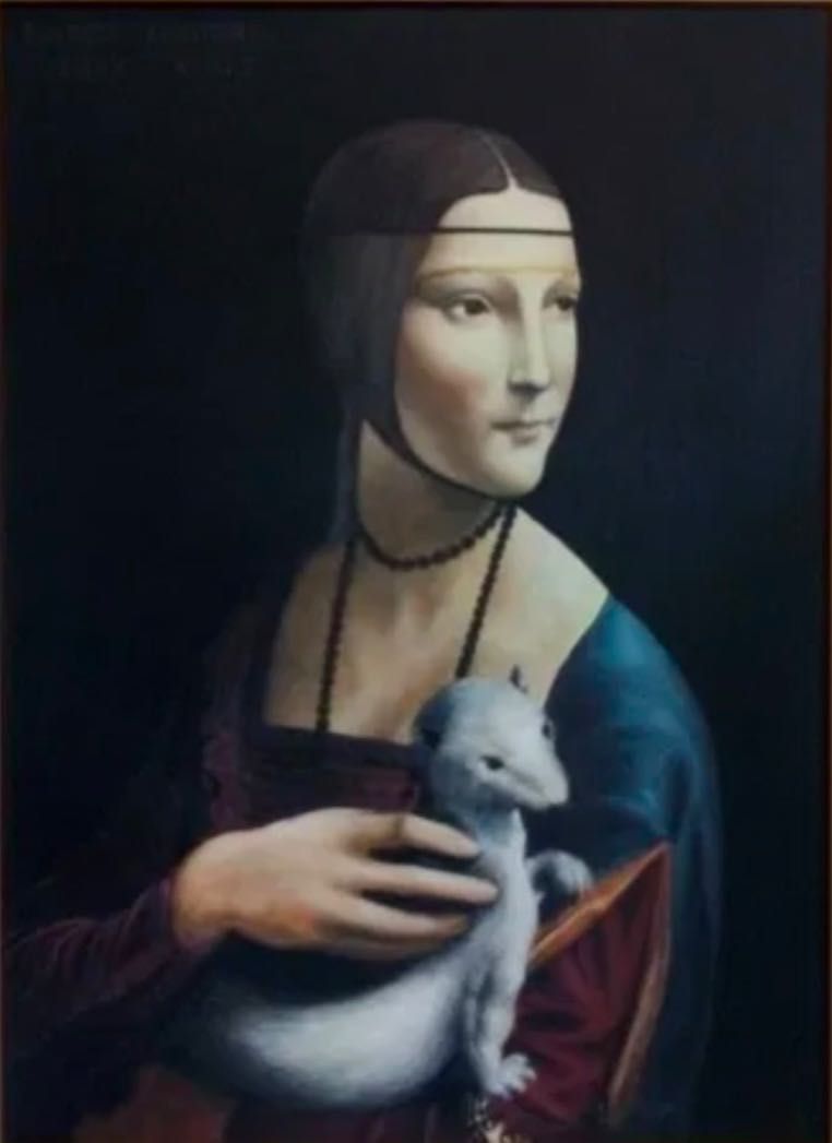 Obrazy olejne, kopia Mona Lizy i Damy z Łasiczką wg Leonardo Da Vinci