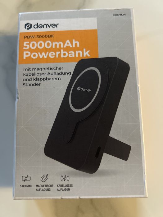 Powerbank bezprzewodowy biały lub czarny magsafe  5000mAh Denver