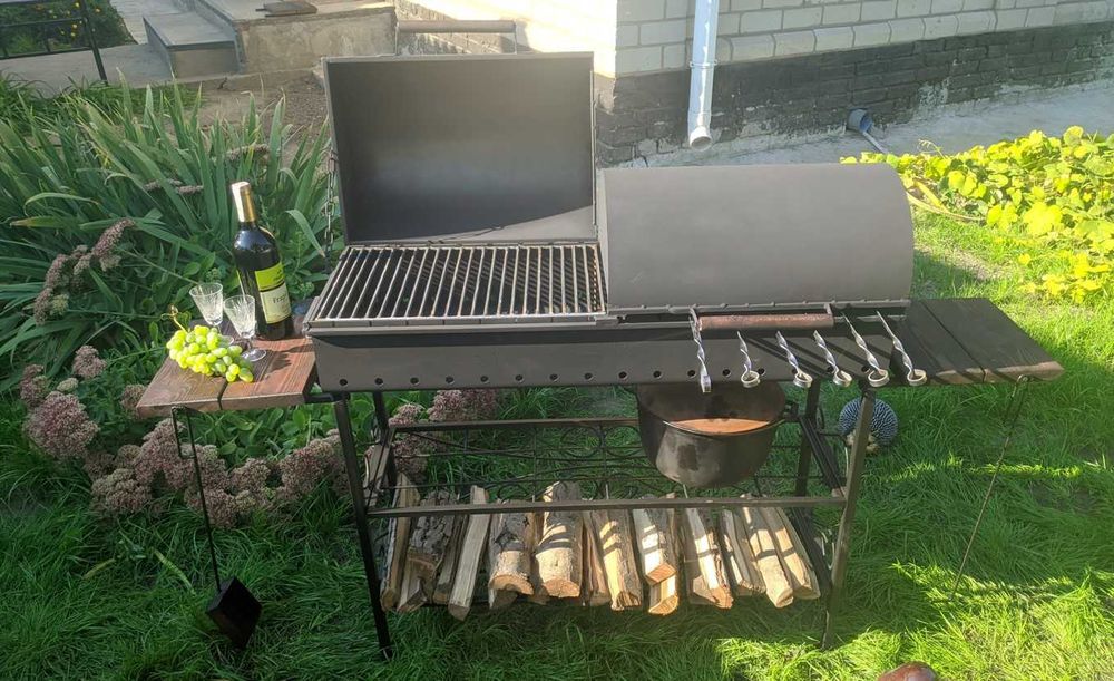 Жаровня 1 метр! Стаціонарний Мангал-Барбекю MIX T3 з Двома Кришками!