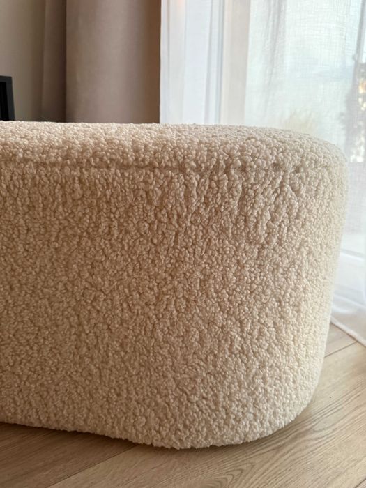 Pufa OREBO 84x45 naturalna biel/tkanina pluszowa