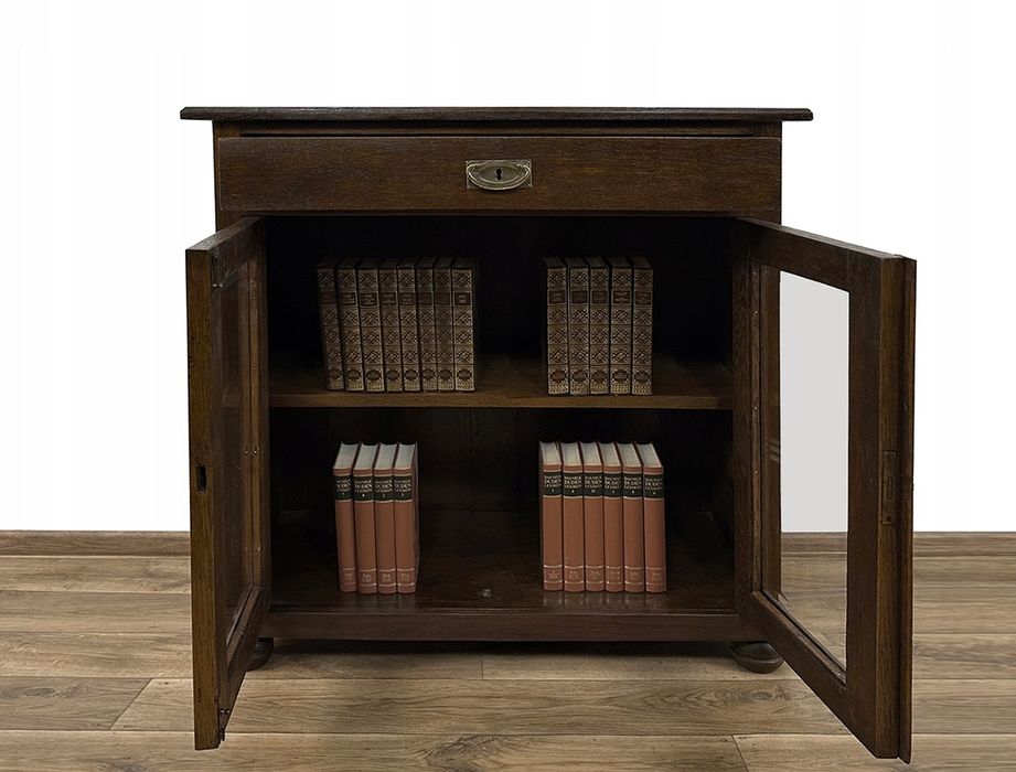 WITRYNA BIBLIOTEKA podręczna antyk SZAFKA pod TV RTV z szufl. komoda