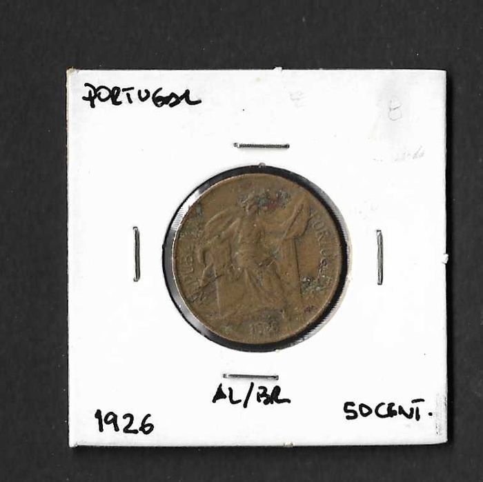 Moeda de 50 centavos. Portugal 1926