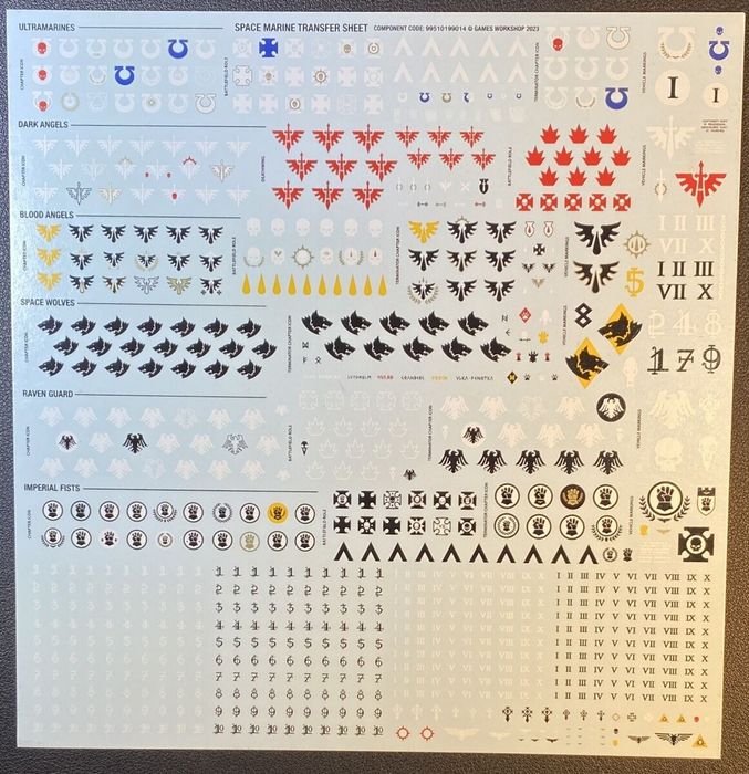 SPACE MARINES TRANSFER SHEET Kalkomania Warhammer 40k Nowe