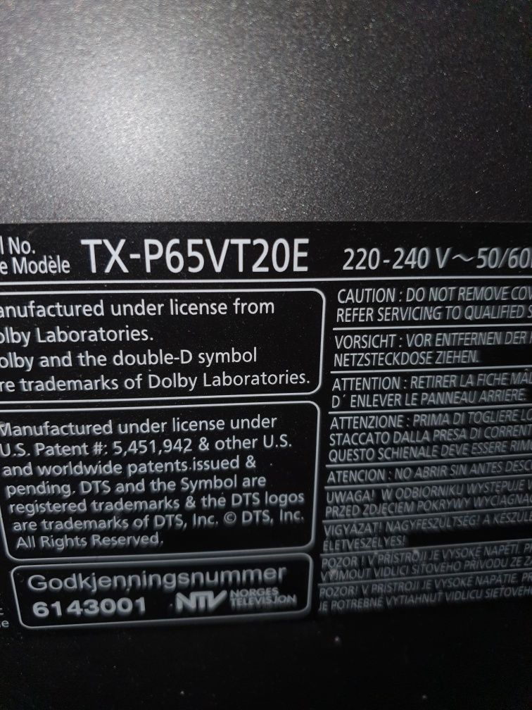 Panasonic TX-P65VT20E