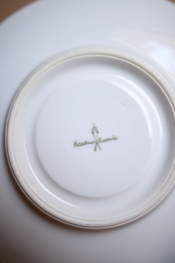 3x filiżanka Kaestner Saxonia porcelana kropki