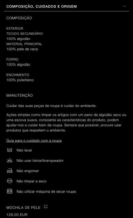 Mochila De Pele Zara NOVO