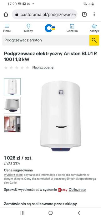 Podgrzewacz elektryczny Ariston BLU1 R 100 litrów.  1.8 kW nowy.