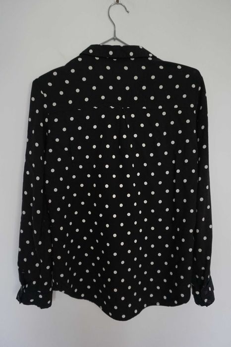 Czarna koszula w białe kropki Reserved S 36 XS 34 bluzka oversize