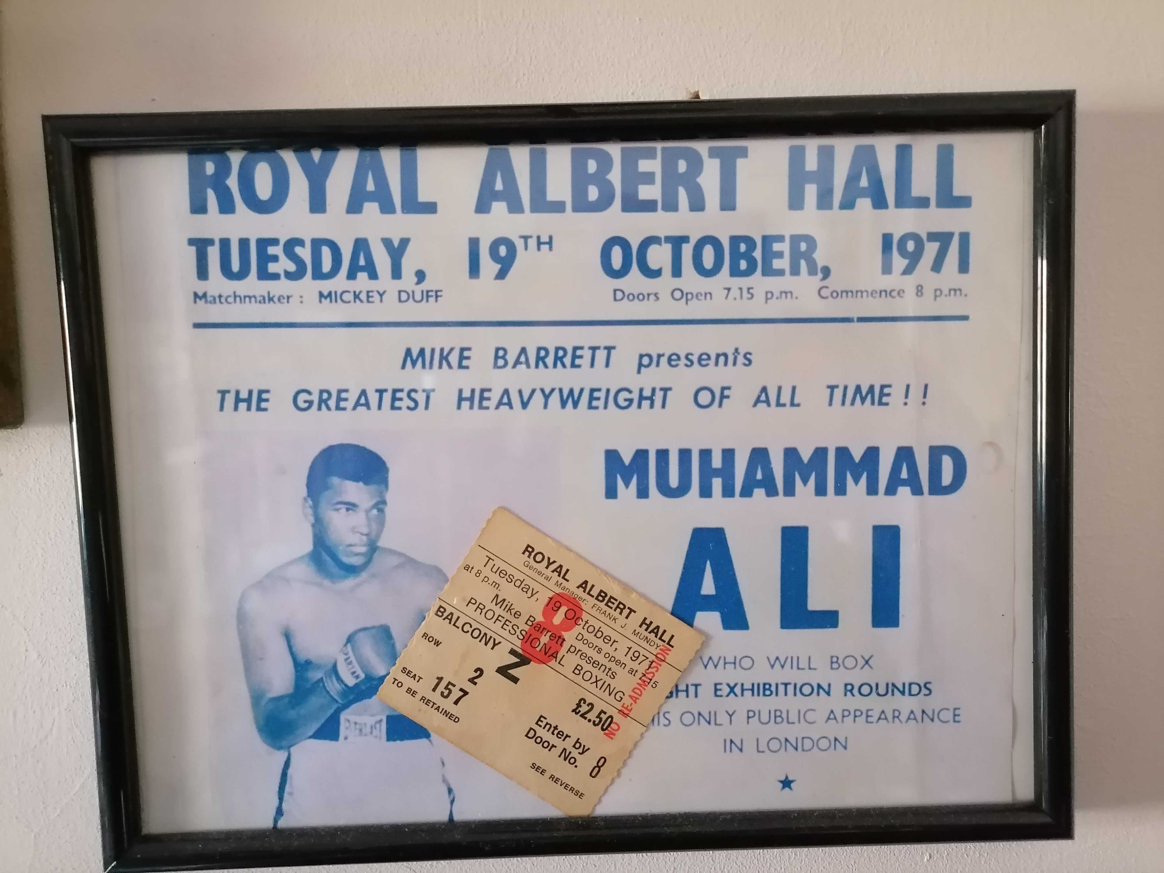 Bilhete MUHAMAAD ALI 1971 Combate Exibição Royal Albert Hall