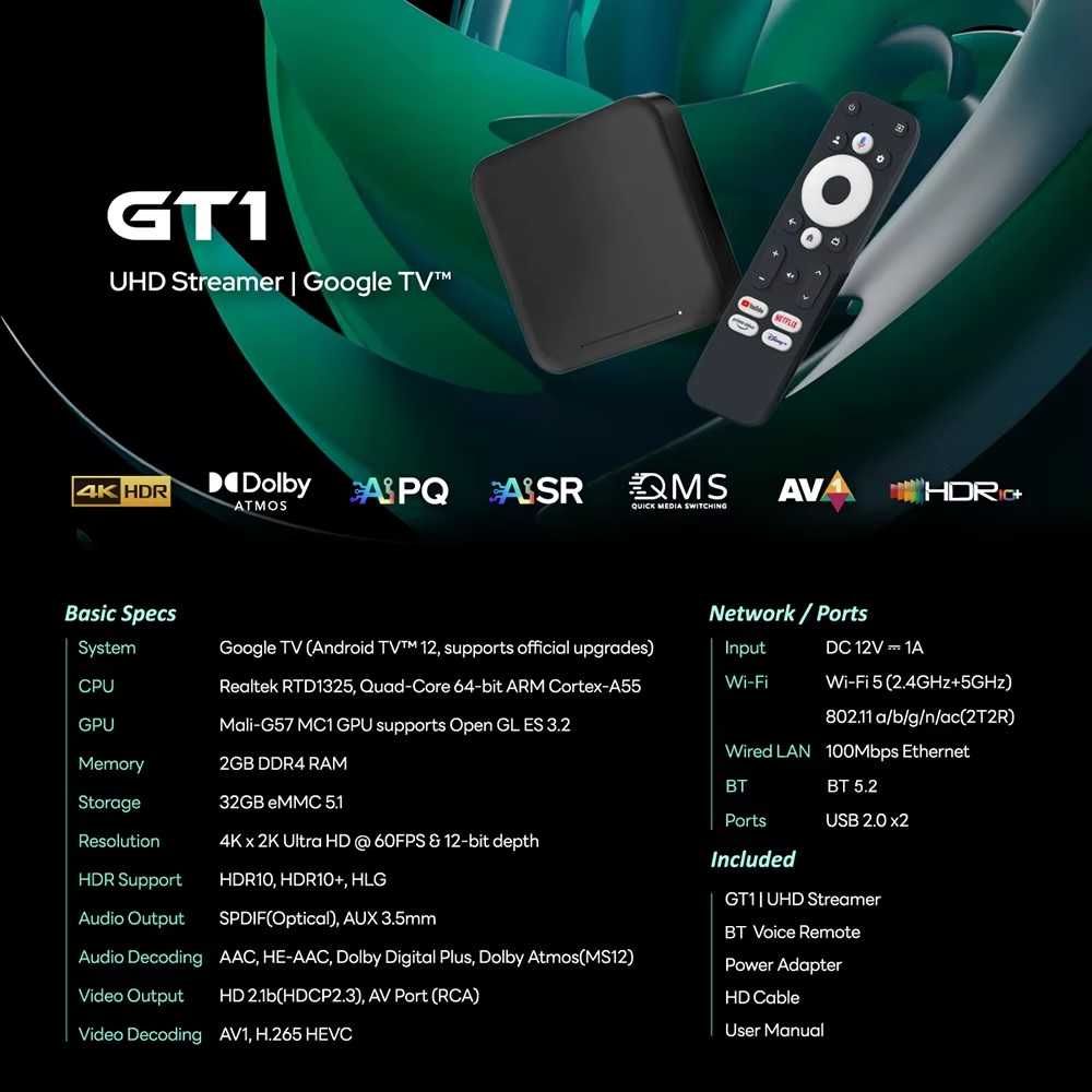 Смарт приставка RockTek GT1 UHD  Netflix 2/32G Realtek1325
