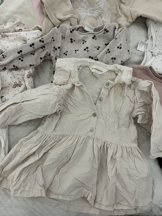 Paka ubrań zara h&m 86 92 nowe różowe beżowe szare