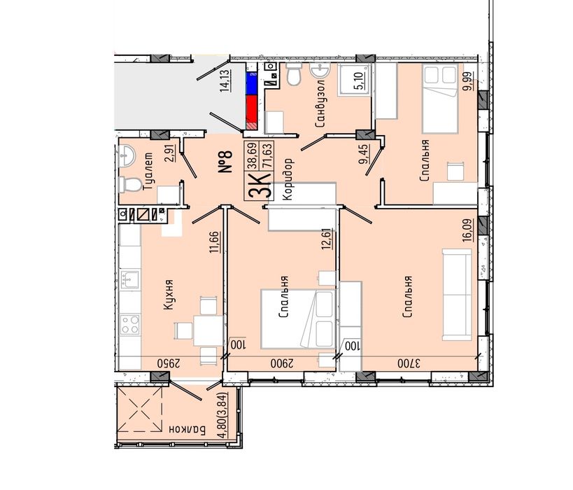 Продам 3-х комнатную квартиру в новом малоэтажном доме. Рассрочка без%