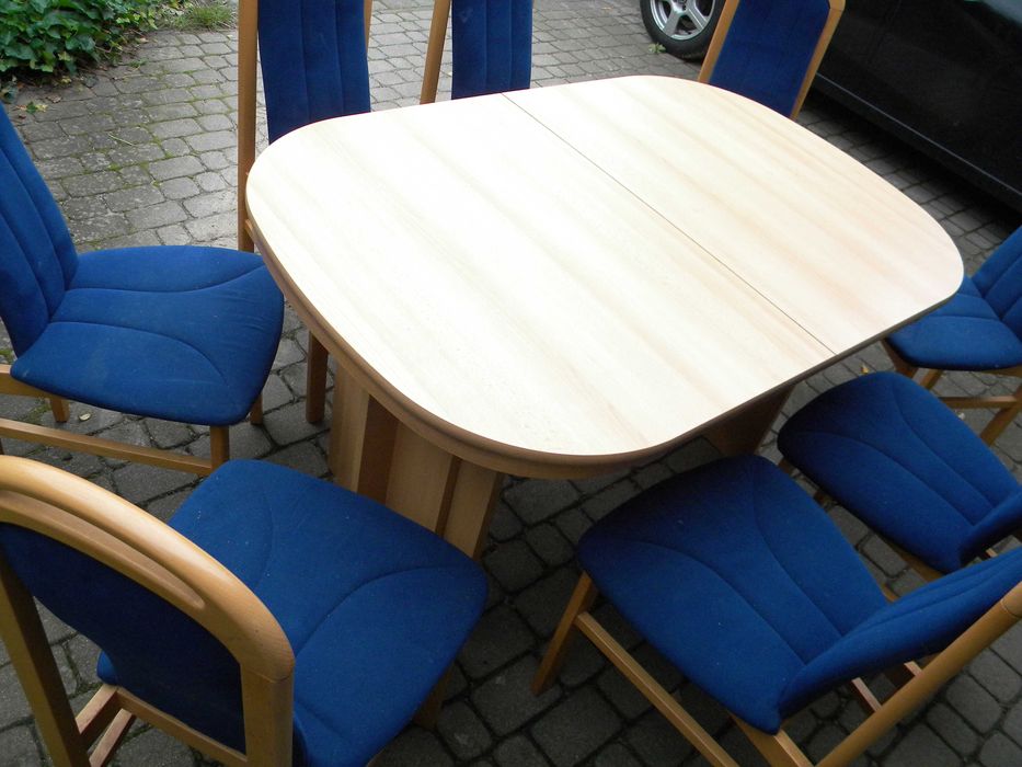 Stół rozkładany 90x140/300 cm,wys.76 cm plus 8 krzeseł-1000zł