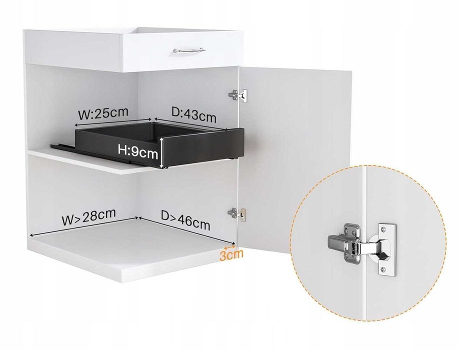 Szuflada teleskopowa SAYZH 25 x 43 x 9 cm Czarna
