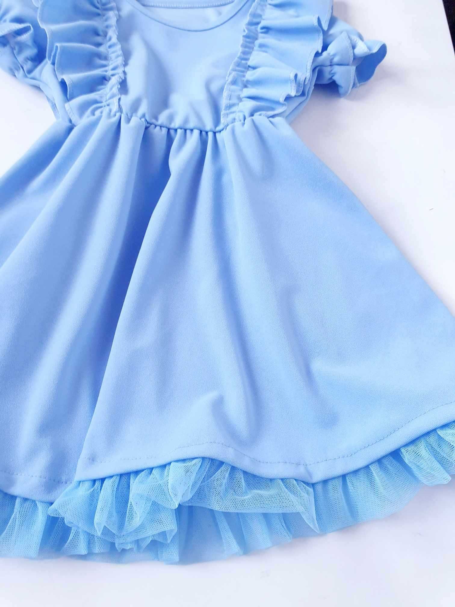 Nowa błękitna sukienka 128 cm