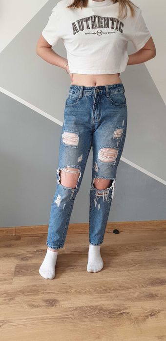 Jeansy z dziurami boyfrend r.34