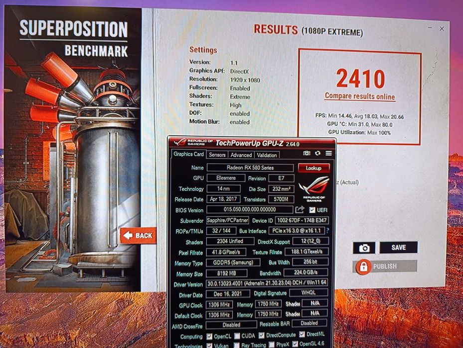 Видеокарта Sapphire RX580 8GB 256bit