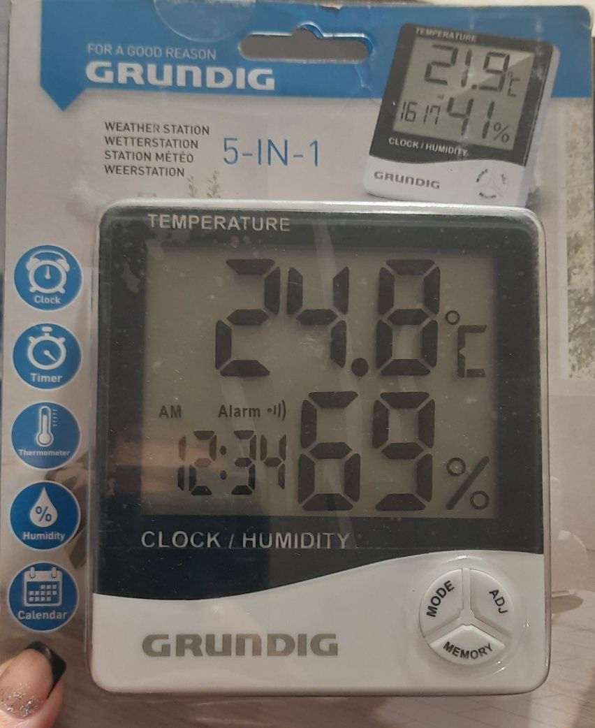 Grundig STACJA POGODOWA 5w1 + wilgotnościomierz
