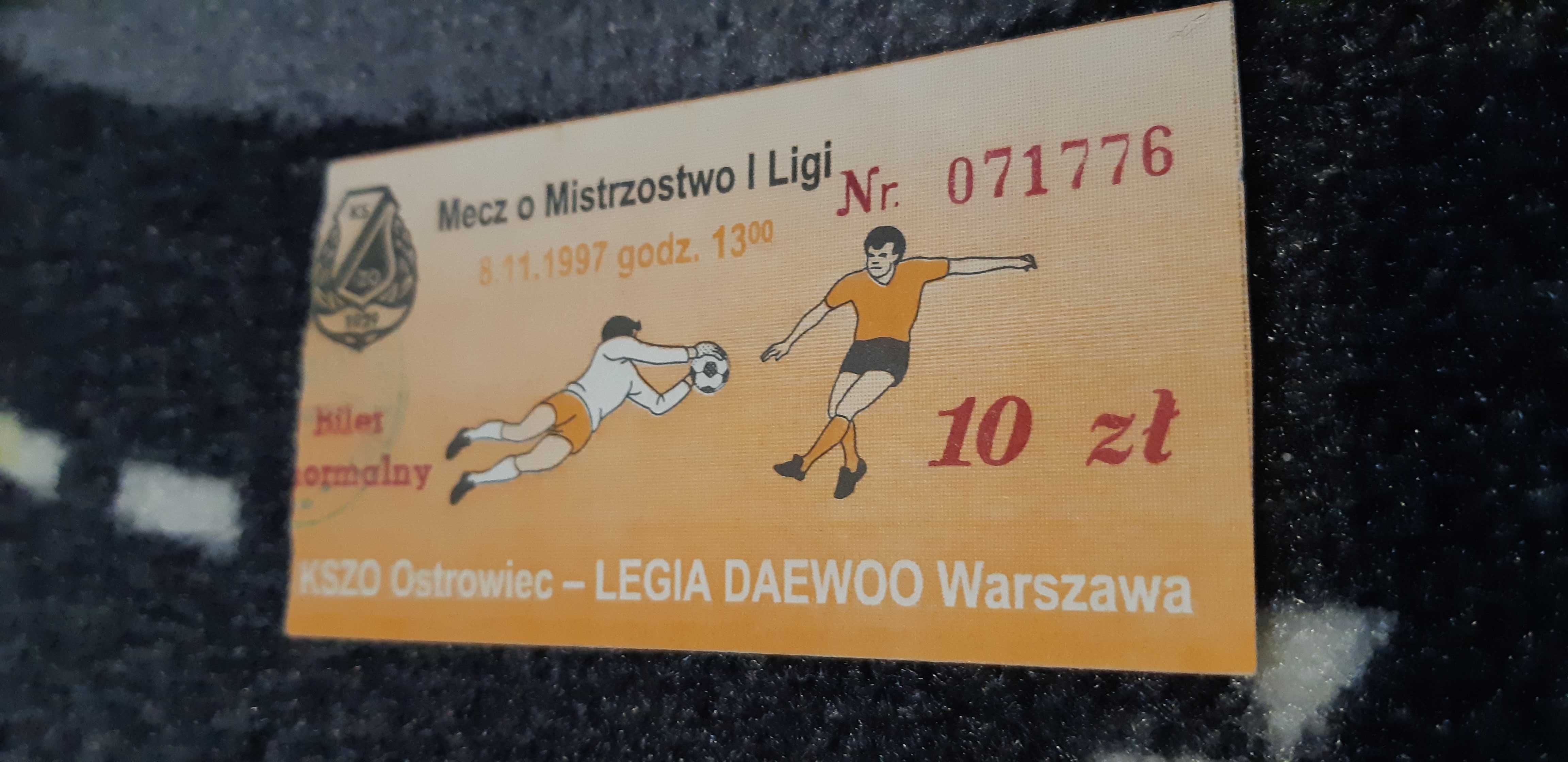 bilet KSZO Ostrowiec -Legia Warszawa 8.11.1997 rok