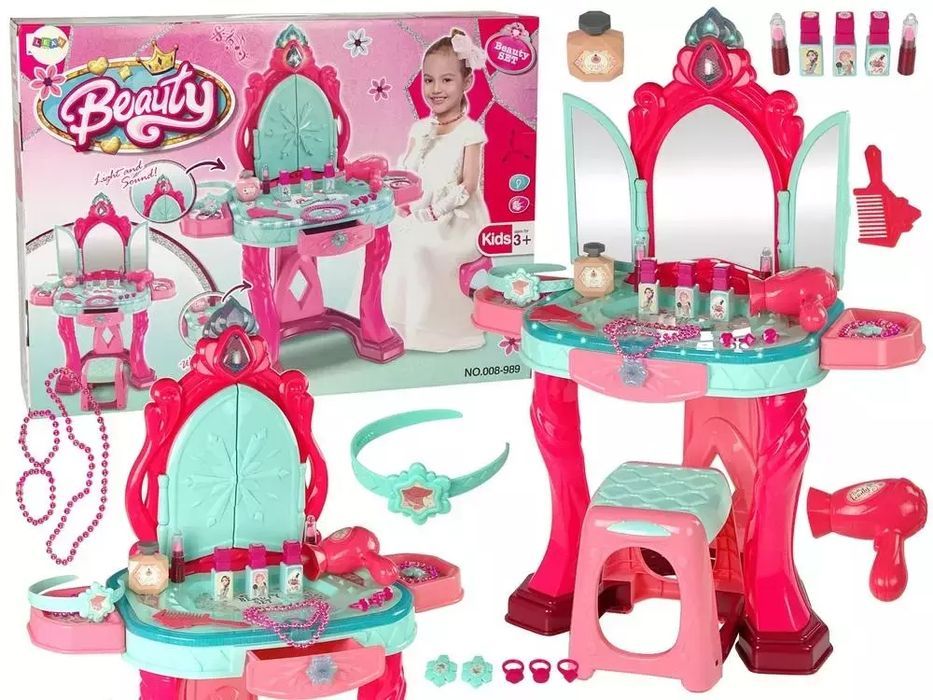 Toaletka z lustrem różowa. Leantoys