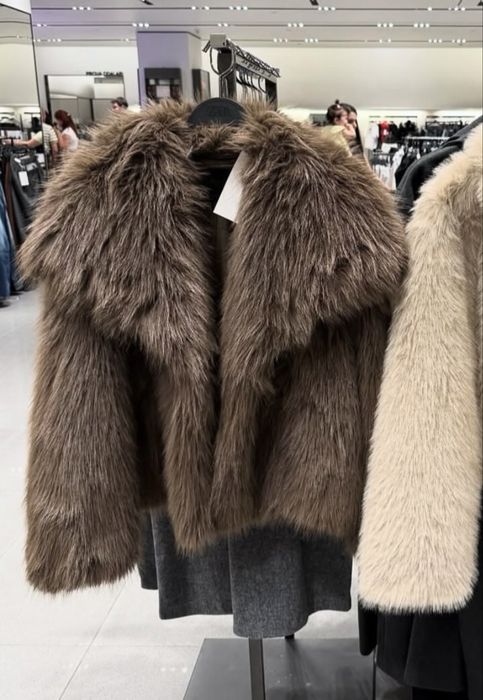 Коричнева шуба zara