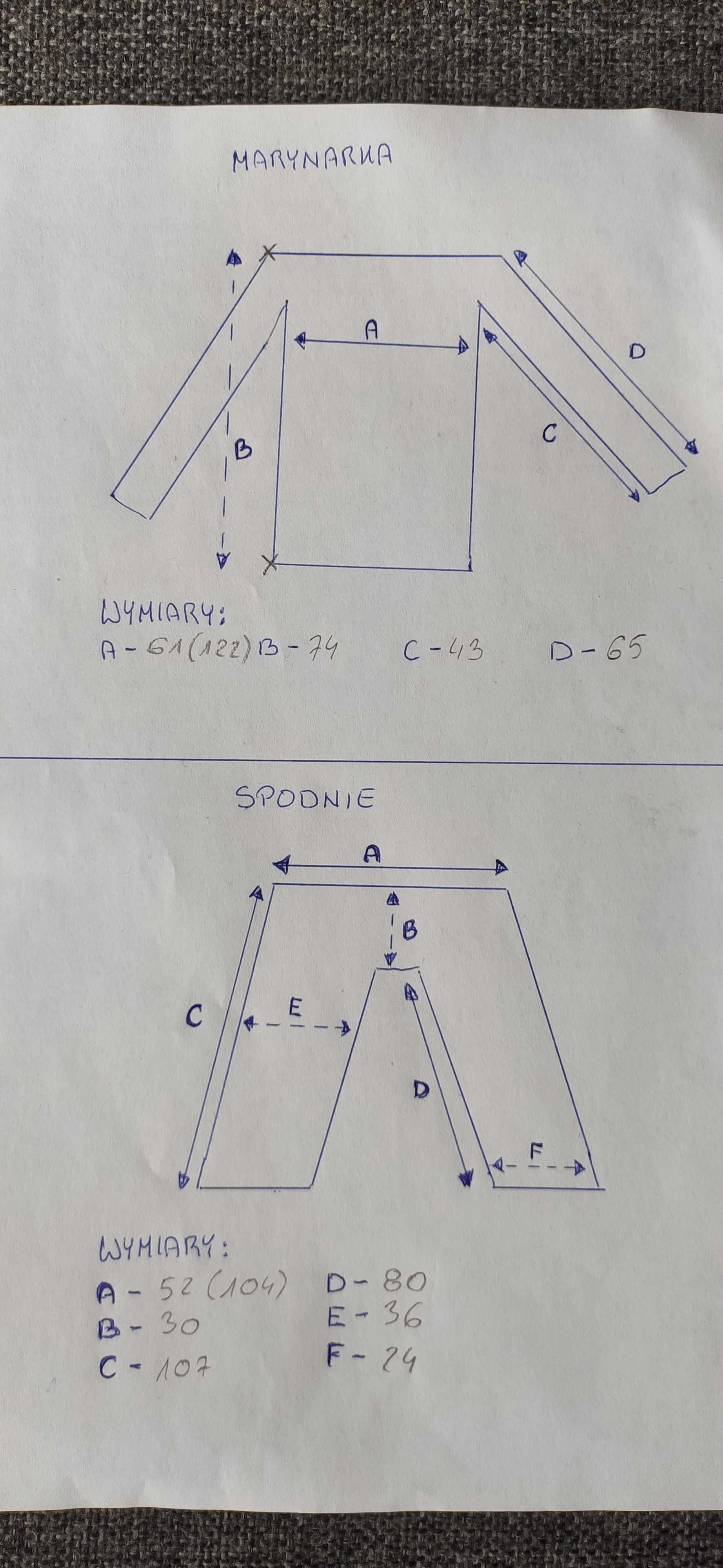 Garnitur dwuczęściowy XL XXL pas 104cm klatka 122cm