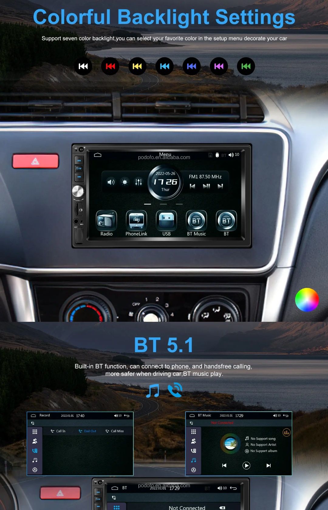 Rádio 2din 7 polegadas CARPLAY e android auto Bluetooth e Mic NOVO