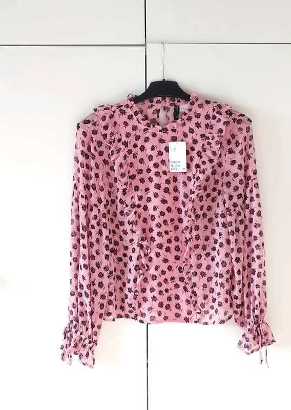 Bluzka szyfonowa mgiełka romantyczna 36 S H&M