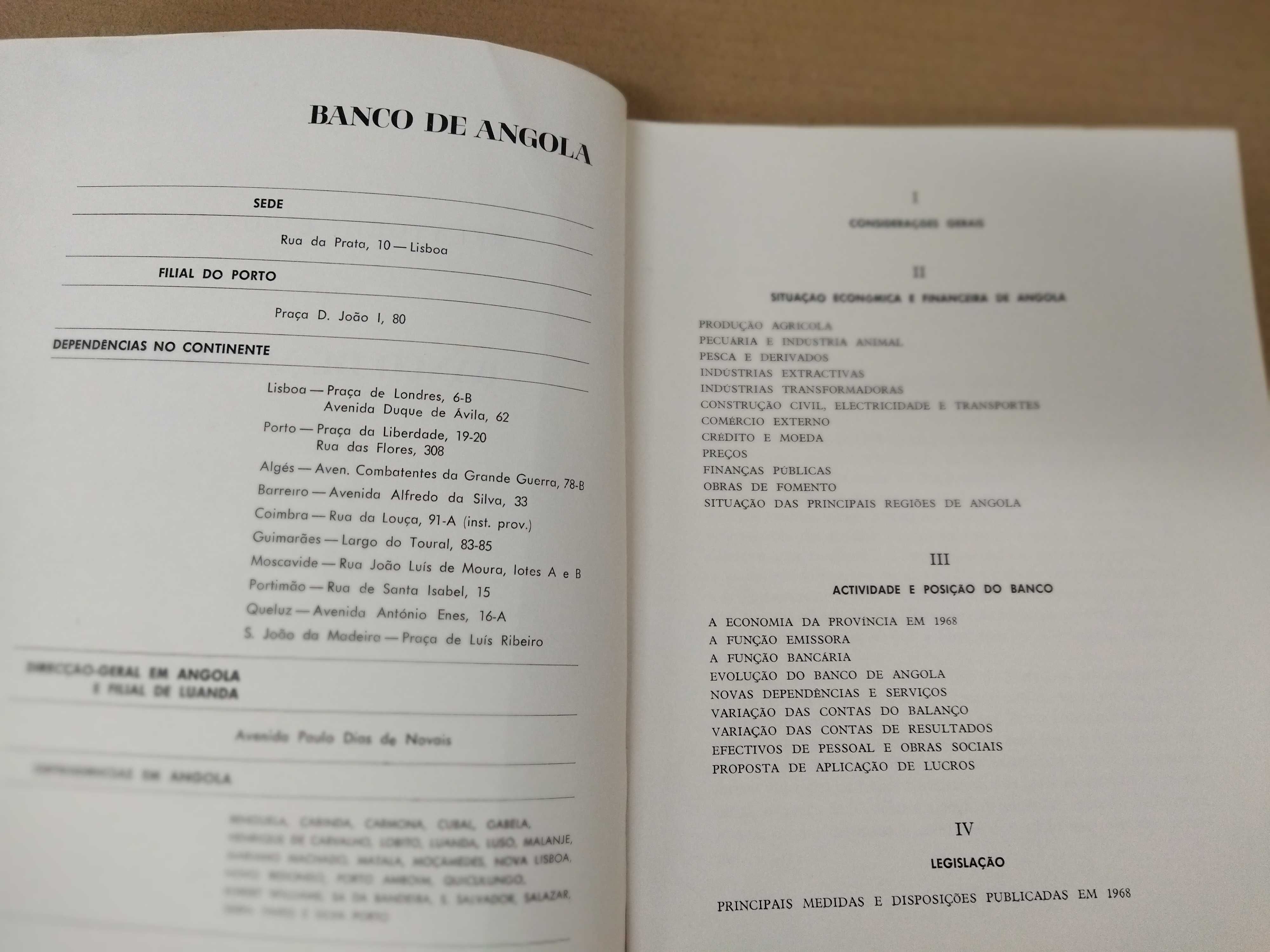 Relatório e Contas do Banco de Angola, 1968, 66, 64, 63 e 62