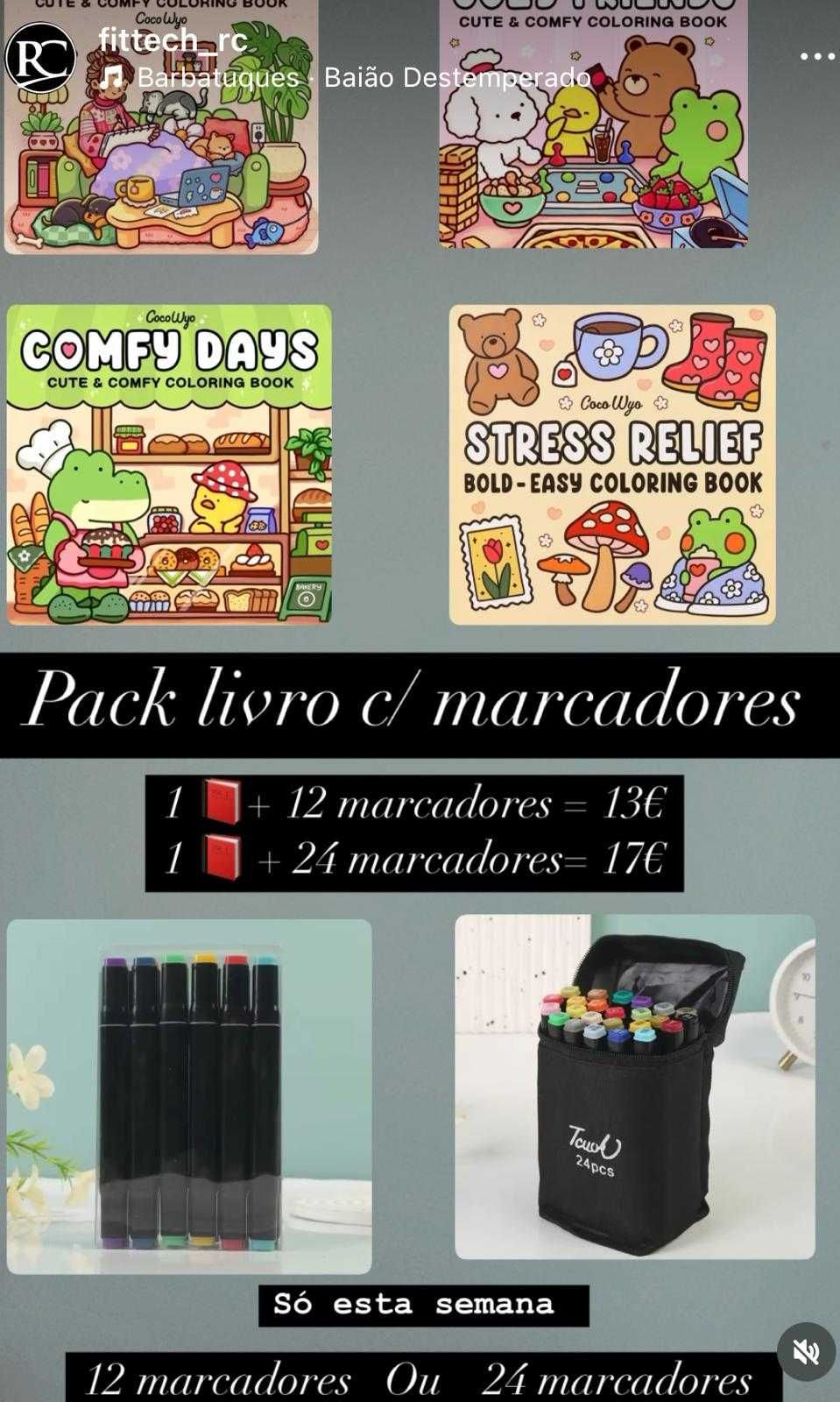pack livro de pintura + marcadores