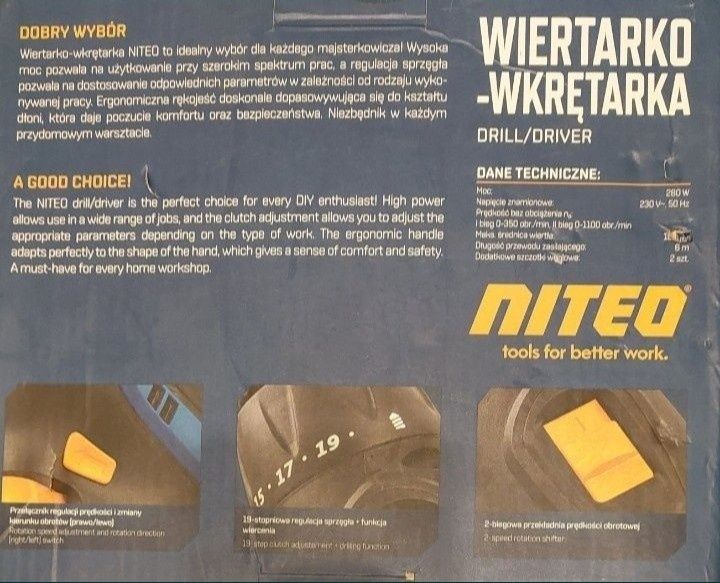 wiertarko wkrętarka NITEO 280W + gwarancja