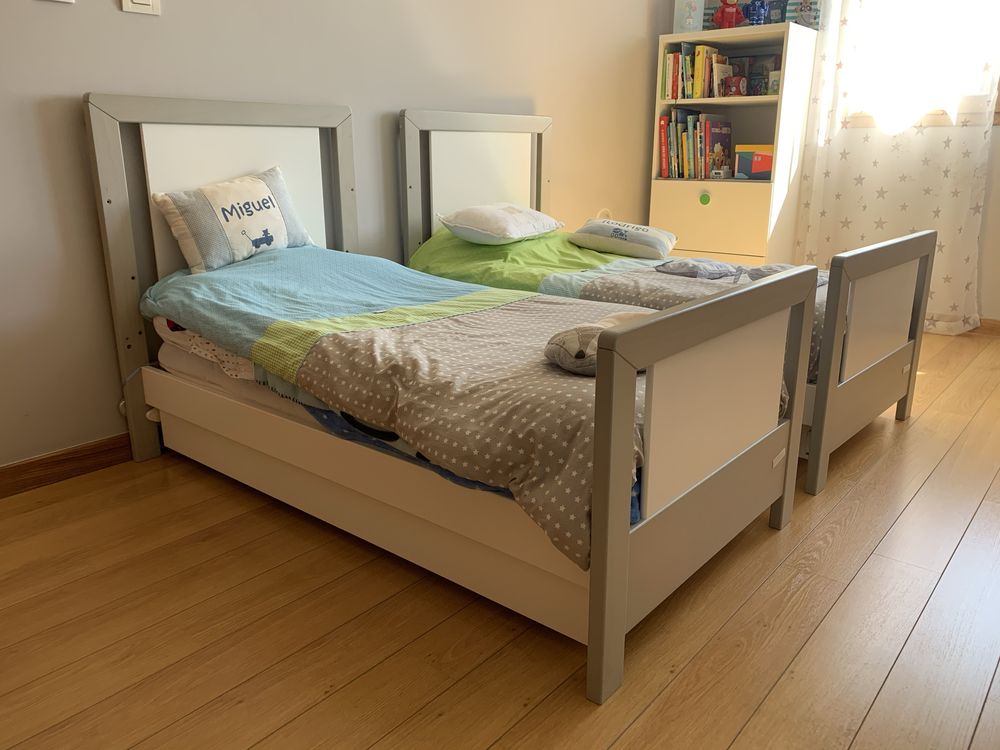 Trama Inova Branco e Cinza - Berço para Bebé - Cama Criança